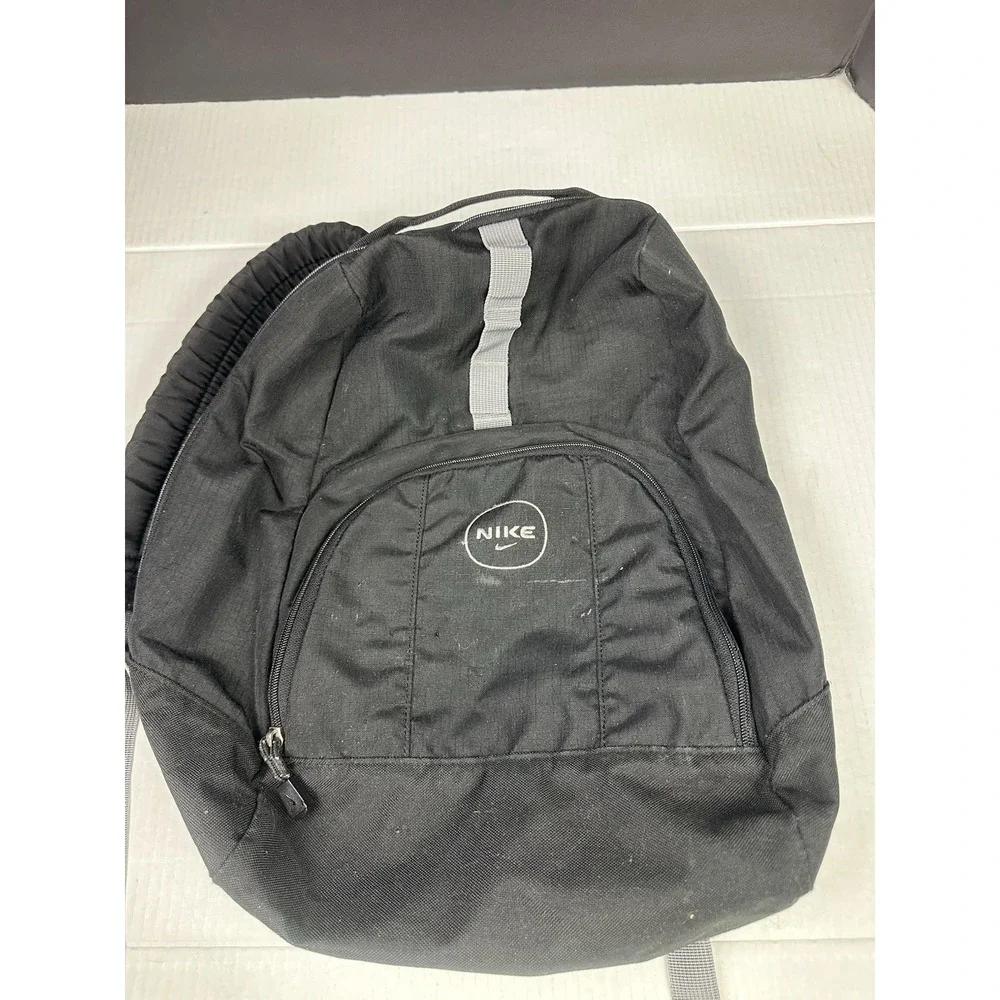 Vintage 90s Nike Black Backpack Y2K Embroidered Logo Multi Functional School